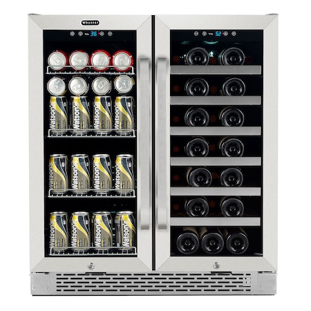 Whynter 30 in Built-In French Door Dual Zone Wine Refrigerator/Beverage Center BWB-3388FDS